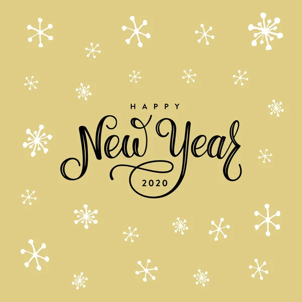 Año Nuevo Letras 2020 Copos de nieve Ilustración Vector Oro — Vector de stock