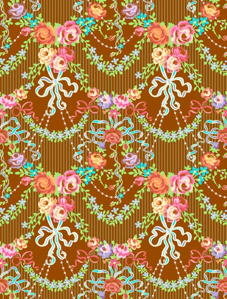 Rosas románticas arco floral Vector patrón inconsútil — Vector de stock