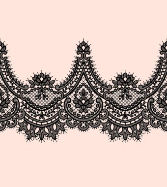 Siyah dantel vektör Seamless modeli