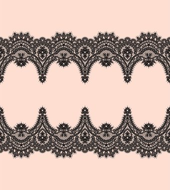 Siyah dantel vektör Seamless modeli