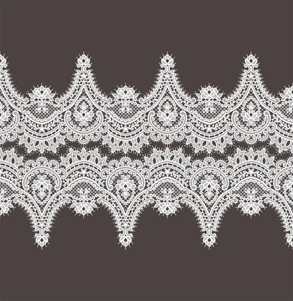 White Lace Vector Pattern. Horizontal Ribbon. Border. — Stock Vector