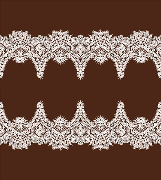 Witte Lace Vector patroon. Horizontale lint. Grens. — Stockvector