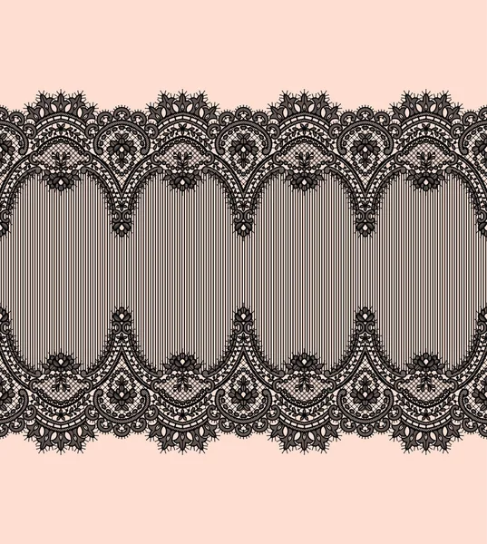 Black Lace Vector patroon. Horizontale lint. Grens. — Stockvector
