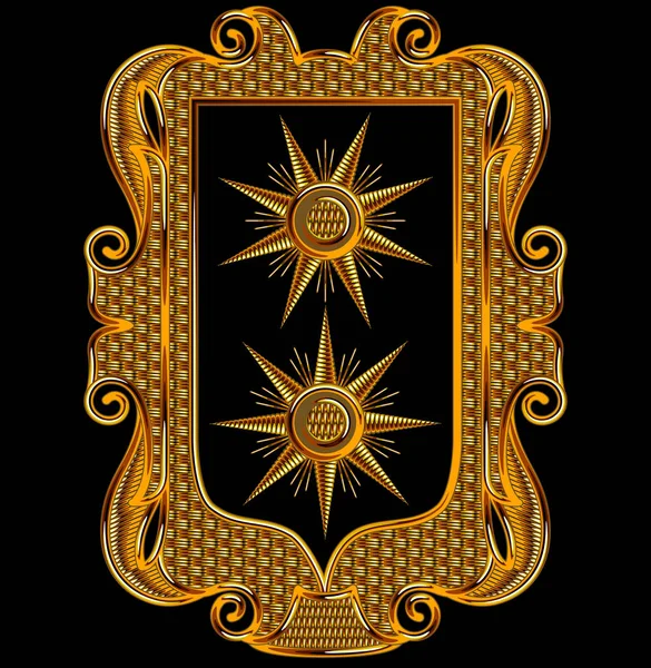 Medieval Goldwork Embroidery Vector Frame. — Stock Vector