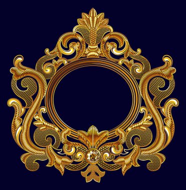 Ortaçağ Goldwork nakış vektör çerçeve. 