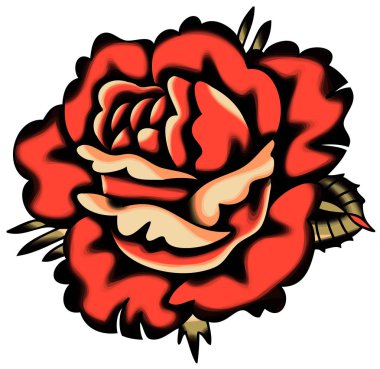 Vektör kırmızı gül dövme stil