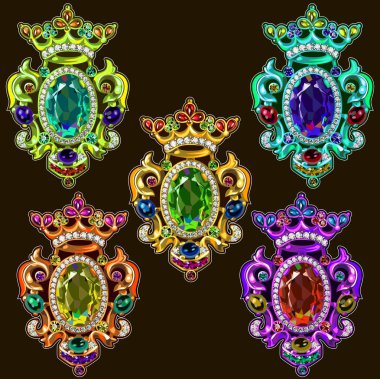 Vektör Broche Crown çok renkli küçük resim