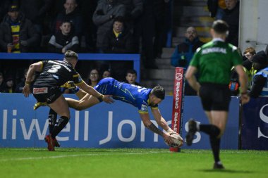 Warrington Wolves 'tan Matty Ashton, 1 Mart 202' de İngiltere 'nin Warrington kentinde oynanan Betfred Süper Lig 3. tur karşılaşmasında Warrington Wolves Castleford Tigers' a karşı oynuyor.