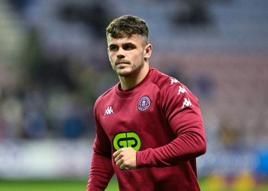Wigan Warriors 'dan Tom Forber, maç öncesi ısınma maçında, 3. Betfred Süper Lig karşılaşmasında Wigan Warriors, Huddersfield Giants' a karşı DW Stadyumu, Wigan, Birleşik Krallık, 1 Mart 202
