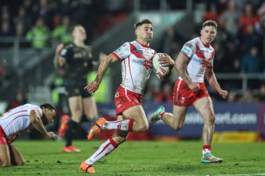 St. Helens 'ten Tommy Makinson, 1 Mart 202' de St Helens - Leopards maçında Betfred Süper Lig Turu 'nda 50 yarda tek başına denemede bulundu.