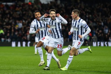 West Bromwich Albion takımından Mikey Johnston, 1 Mart 202 'de West Bromwich Albion' a karşı Coventry City 'de oynanan Sky Bet Şampiyonası' nda 1-0 'lık galibiyet golünü kutluyor.