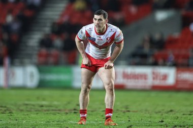 St. Helens 'den Matt Whitley 3. Betfred Süper Lig Turu' nda St Helens - Leigh Leopards maçı sırasında St Helens Stadyumu, St Helens, İngiltere 1 Mart 202