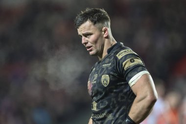 Leigh Leopar takımından Kai Odonnell, 3. Betfred Süper Lig karşılaşmasında St Helens, Leigh Leopards 'a karşı, St Helens Stadyumu, 1 Mart 2024