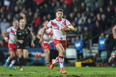 St. Helens 'ten Tommy Makinson, 1 Mart 202' de St Helens - Leopards maçında Betfred Süper Lig Turu 'nda 50 yarda tek başına denemede bulundu.