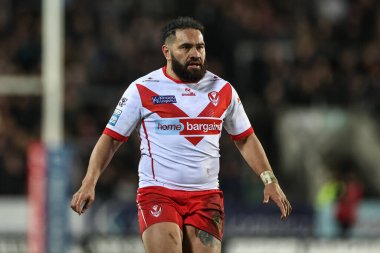 St. Helens 'den Konrad Hurrell 3. Betfred Süper Lig Turu' nda St Helens - Leigh Leopards maçında St Helens, St Helens Stadyumu, 1 Mart 202