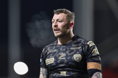 Betfred Süper Lig 3. Raundunda Leoparlar 'dan Josh Charnley, St Helens' e karşı Leigh Leopards maçı, St Helens Stadyumu, 1 Mart 202