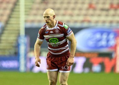 Wigan Warriors 'dan Liam Farrell, 3. Betfred Süper Lig karşılaşmasında Wigan Warriors' a karşı Huddersfield Giants, Wigan Stadyumu 'nda, 1 Mart 202