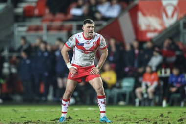 St. Helens 'den Lewis Dodd, 3. Betfred Süper Lig karşılaşmasında St Helens - Leigh Leopards maçında, St Helens Stadyumu, 1 Mart 202