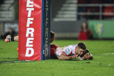 St. Helens 'ten Tommy Makinson, 1 Mart 202' de St Helens - Leopards maçında Betfred Süper Lig Turu 'nda 50 yarda tek başına denemede bulundu.