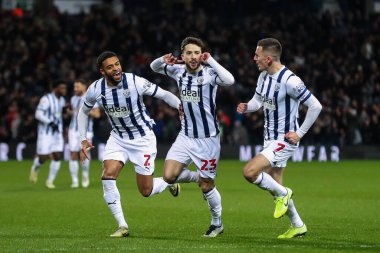 West Bromwich Albion takımından Mikey Johnston, 1 Mart 202 'de West Bromwich Albion' a karşı Coventry City 'de oynanan Sky Bet Şampiyonası' nda 1-0 'lık galibiyet golünü kutluyor.