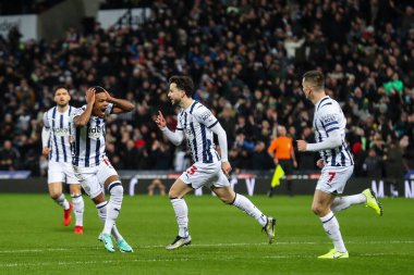 West Bromwich Albion takımından Mikey Johnston, 1 Mart 202 'de West Bromwich Albion' a karşı Coventry City 'de oynanan Sky Bet Şampiyonası' nda 1-0 'lık galibiyet golünü kutluyor.