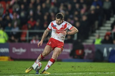St. Helens 'den Mark Percival, 1 Mart 202' de St Helens 'e karşı Leopards' ın oynadığı Betfred Süper Lig 3. Raundu 'nda gol için dönüyor.