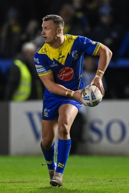 Warrington Wolves takımından Josh Drinkwater, 1 Mart 202 'de Warrington, İngiltere' deki Halliwell Jones Stadyumu 'nda oynanan Warrington Wolves-Castleford Tigers maçında 3. turda maç yapıyor.