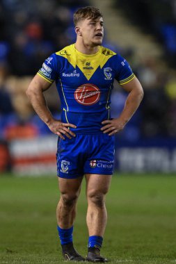 Warrington Wolves 'tan Leon Hayes 3. Betfred Süper Lig karşılaşmasında Warrington Wolves Castleford Tigers' a karşı Halliwell Jones Stadyumu, Warrington, İngiltere, 1 Mart 202