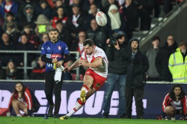 St. Helens 'den Mark Percival, 1 Mart 202' de St Helens 'e karşı Leopards' ın oynadığı Betfred Süper Lig 3. Raundu 'nda gol için dönüyor.