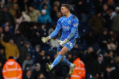 Alex Palmer of West Bromwich Albion celebrates his teams win after the Sky Bet Championship match West Bromwich Albion vs Coventry City at The Hawthorns, West Bromwich, United Kingdom, 1st March 202 clipart