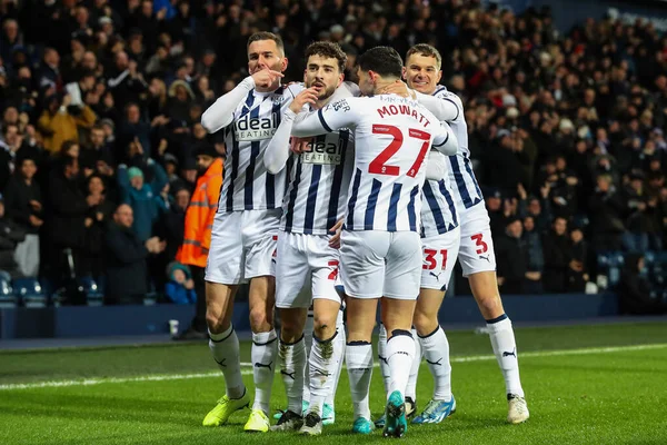 Mikey Johnston West Bromwich Albion Sărbătorit Golul Ajunge Timpul Meciului — Fotografie, imagine de stoc