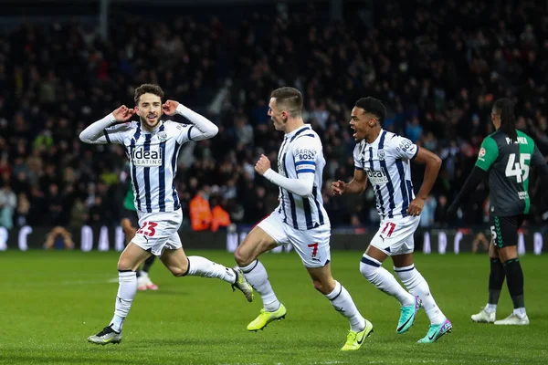 Mikey Johnston West Bromwich Albion Celebra Suo Gol Durante Match — Foto Stock