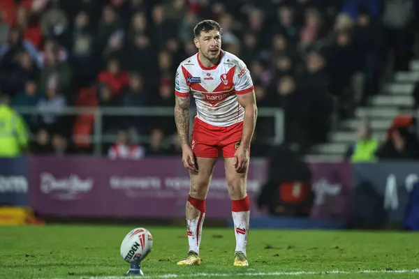 Mark Percival Helens Convierte Para Gol Durante Partido Betfred Super —  Fotos de Stock