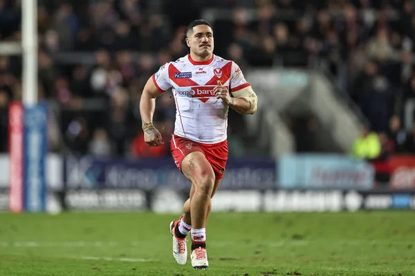 Sione Matautia Helens Durante Partido Betfred Super League Helens Leigh —  Fotos de Stock