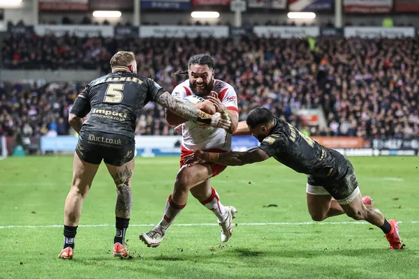 Konrad Hurrell Helens Bat Josh Charnley Leigh Leopards Ricky Leutele — Photo