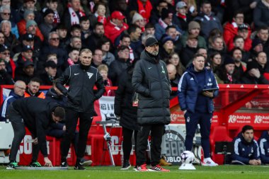 Liverpool Premier Lig maçında Jrgen Klopp teknik direktörü Nottingham Forest Liverpool 'a karşı City Ground, Nottingham, 2 Mart 2024