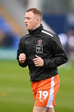 Blackpool 'dan Shayne Lavery 2 Mart 202' de Croud Meadow, Shrewsbury, İngiltere 'de oynanan Sky Bet League 1 maçı öncesinde oynanan maç öncesi ısınma maçında