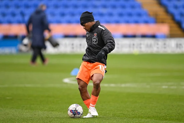 Karamoko Dembele Fra Blackpool Oppvarmingen Før Sky Bet League Kampen – stockfoto