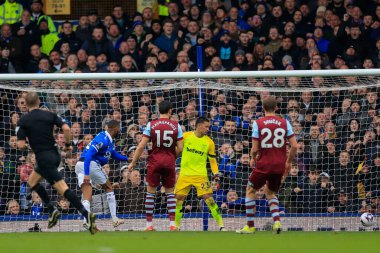 Everton 'dan Beto Premier Lig maçında 1-0 berabere kaldı. Everton, Goodison Park, Liverpool' da West Ham United 'a karşı. 2 Mart 202