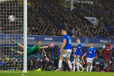 West Ham United takımından Tomas Soucek, Premier League maçında Everton-West Ham United 'a karşı Goodison Park, Liverpool, İngiltere' de 2 Mart 202 'de oynanan maçta 1-2 berabere kaldı.