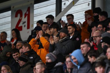 Blackpool taraftarları 2 Mart 202 'de Croud Meadow, Shrewsbury, İngiltere' de oynanan Shrewsbury Town-Blackpool maçında