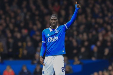 Everton 'dan Amadou Onana Premier Lig maçı sırasında Everton - West Ham United Goodison Park, Liverpool, İngiltere, 2 Mart 202