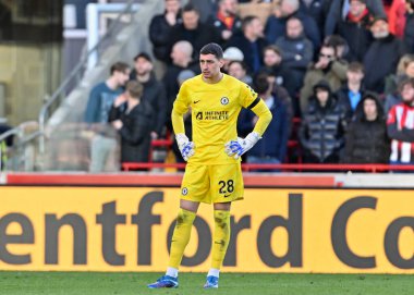 Chelsea 'den Djordje Petrovi, Premier Lig maçı sırasında Brentford Chelsea' ye karşı Gtech Community Stadyumu, Londra, İngiltere, 2 Mart 2024