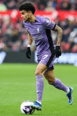 Liverpool 'dan Luis Daz Premier Lig maçı sırasında Nottingham Forest, Liverpool' a karşı City Ground, Nottingham, 2 Mart 2024 'te
