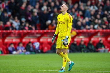 Nottingham Ormanı 'ndan Matz Sels Premier League maçı sırasında Nottingham Forest Liverpool' a karşı City Ground, Nottingham, 2 Mart 202