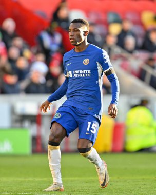 Chelsea 'den Nicolas Jackson, Premier Lig maçı sırasında Brentford Chelsea' ye karşı Gtech Community Stadyumu, Londra, 2 Mart 202