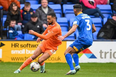 Blackpool 'dan CJ Hamilton, 2 Mart 202' de Croud Meadow, Shrewsbury, İngiltere 'deki Shrewsbury Town' a karşı oynanan 1.