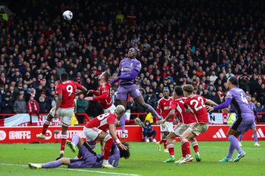 Liverpool 'dan İbrahima Konat Premier Lig maçında Nottingham Forest' a karşı Liverpool City Ground, Nottingham, İngiltere 'de 2 Mart 2024' te oynanan maçta golcülerin lideri oldu.