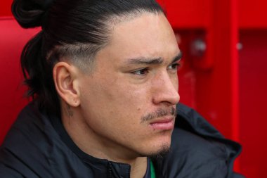 Liverpool 'dan Darwin Nez Premier Lig maçı sırasında Nottingham Forest, Liverpool' a karşı City Ground, Nottingham, İngiltere, 2 Mart 2024