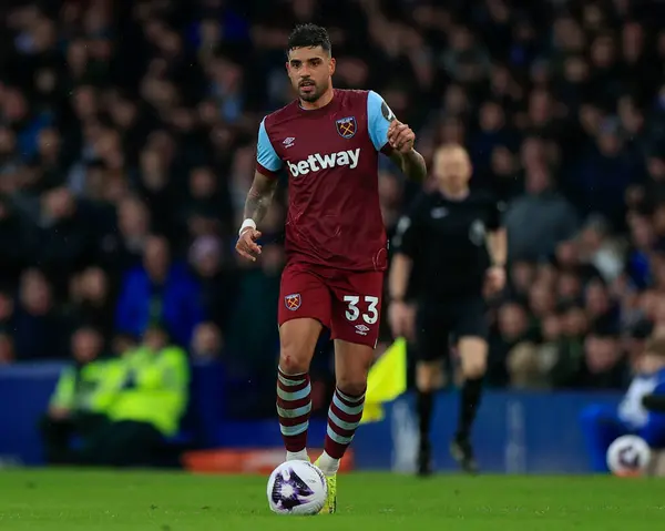 Emerson Palmieri West Ham United Durante Partido Premier League Everton — Foto de Stock